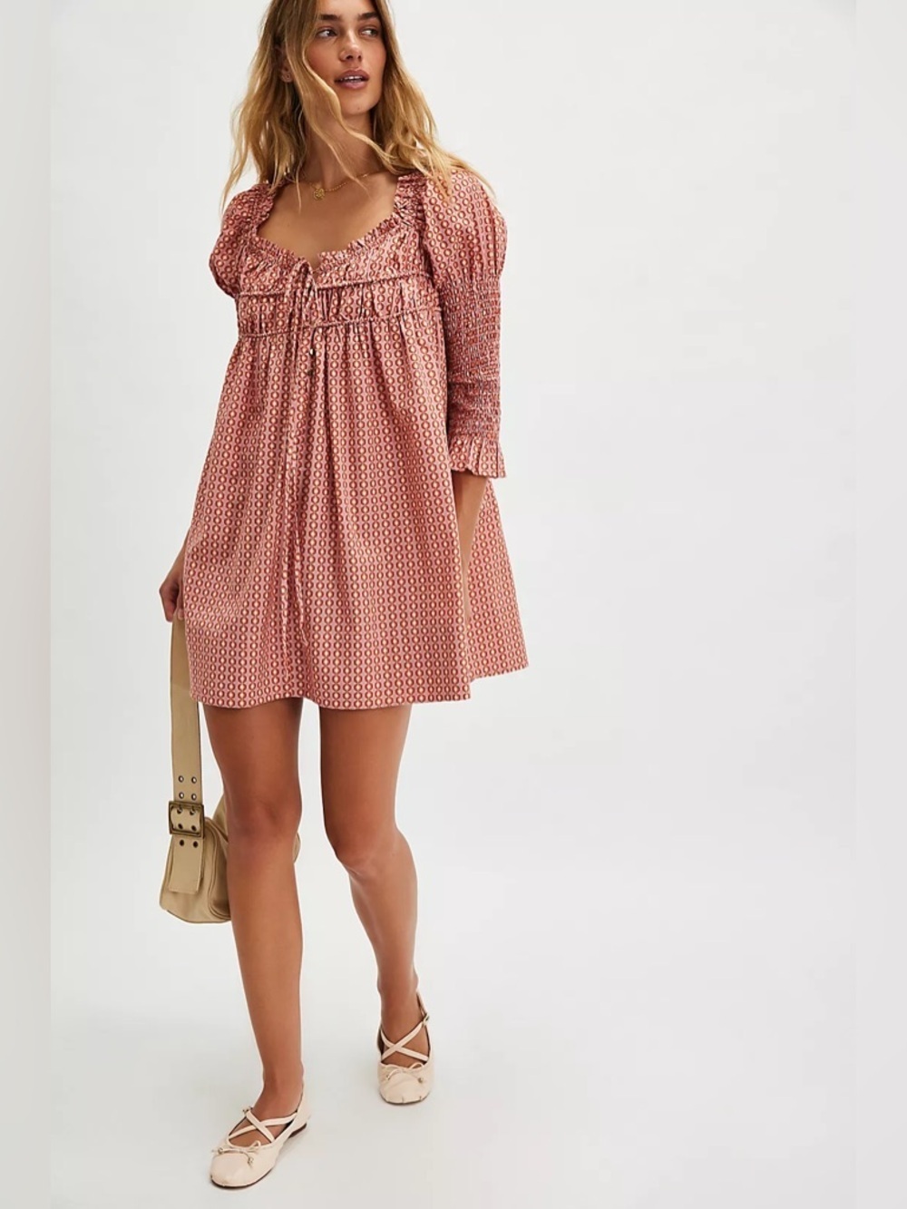 Free People Star Dip Mini Dress | Medium | Glass Roses Combo
